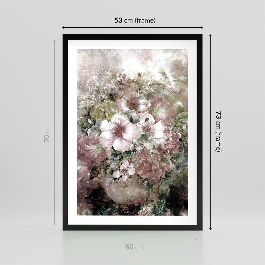 Plakat w ramie 50x70 - Piękno natury na płótnie - kwiaty, olejne - rama czarna