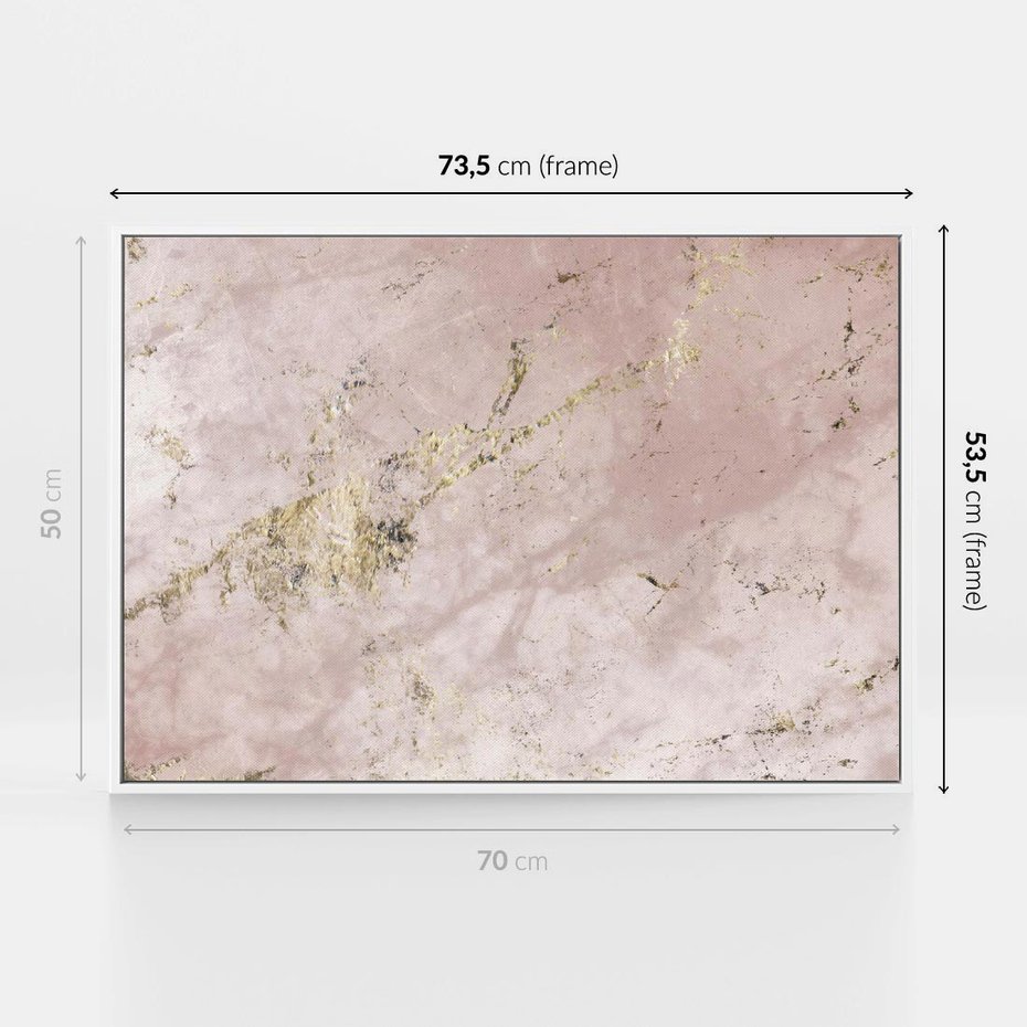 Obraz w ramie 70x50 - Piękno w Szczegółach - marmur, złoto - rama biała