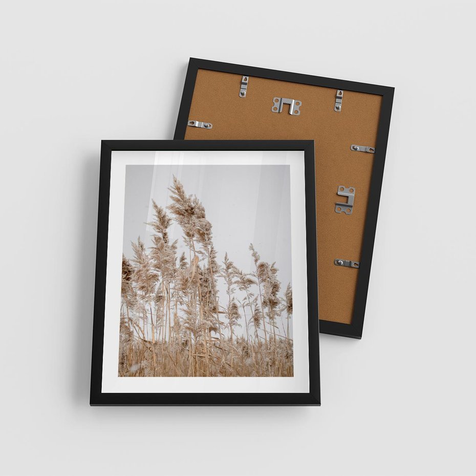 Plakat w ramie 40x50 - Boho Urok - trawy, pampas - rama czarna