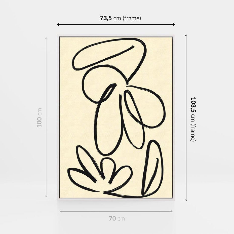 Obraz w ramie 70x100 - Złamane Granice - abstrakcyjna sztuka, przypominająca kwiat - rama biała