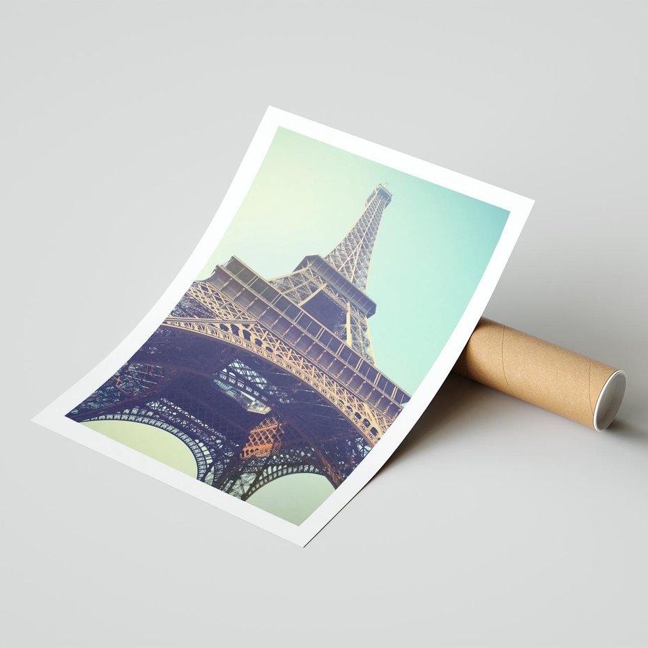 Plakat bez ramy 21x30 - Wieża Eiffla w czarno-białej odsłonie - Eiffla, Paryż