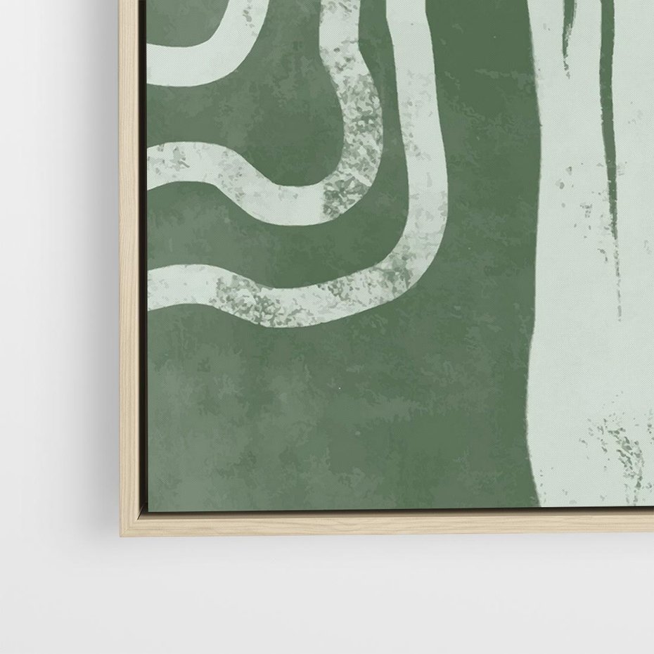 Obraz w ramie 80x80 - Inspirujące Zawiłości Zieleni - abstrakcyjny kształt, zielony plakat - rama drewno