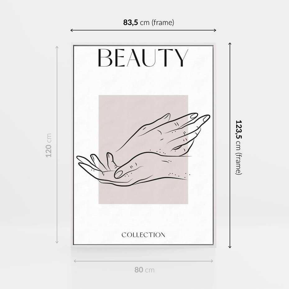 Obraz w ramie 80x120 - Wibracje Nieprzewidywalnych Form - bogo plakat, dłonie - rama biała