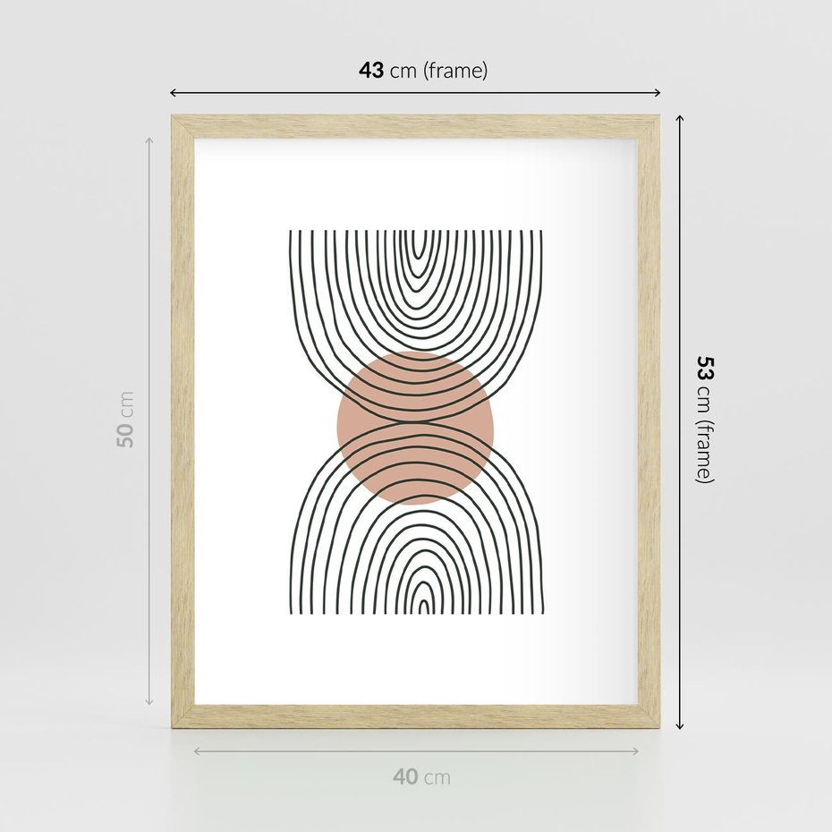 Plakat w ramie 40x50 - Przenikające Widzenia - półkola, koło - rama drewno