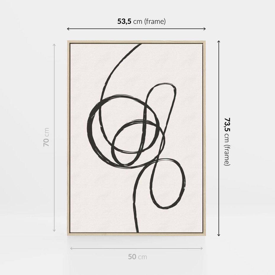 Obraz w ramie 50x70 - Migotliwa Kreatywność - abstrakcyjne szkicowane linie, minimalizm - rama drewno
