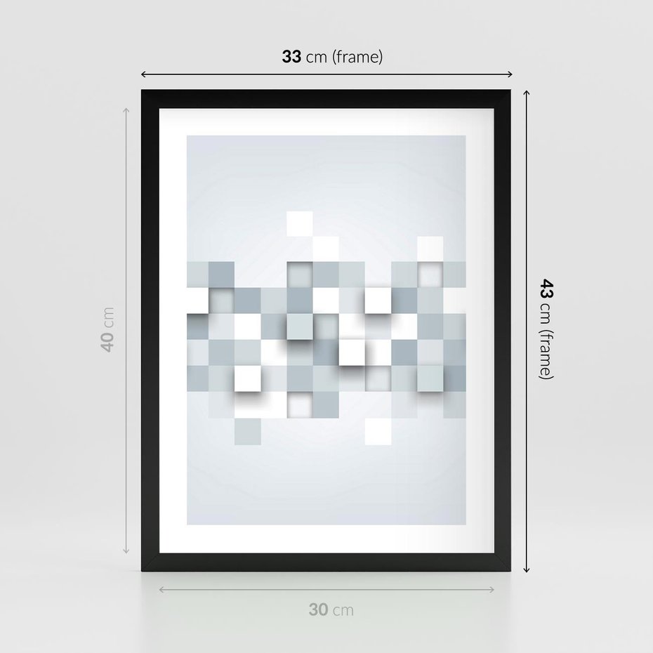 Plakat w ramie 30x40 - Trójwymiarowe formy geometryczne - geometria, 3D - rama czarna