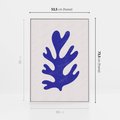 Obraz w ramie 50x70 - Przenikająca Struktura - boho plakat, niebieski liść w intensywnym kolorze - rama biała