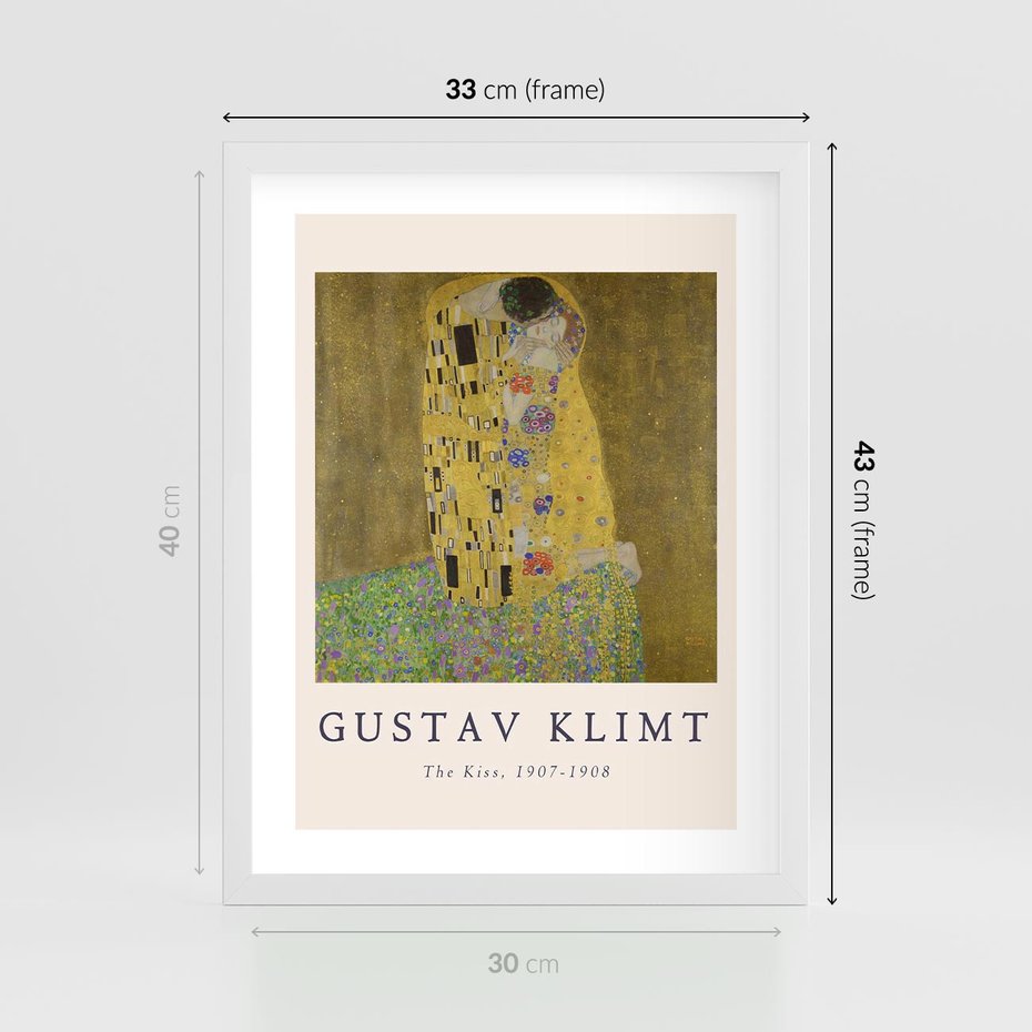 Plakat w ramie 30x40 - Sztuka Klimta - gustav klimt, pocałunek - rama biała