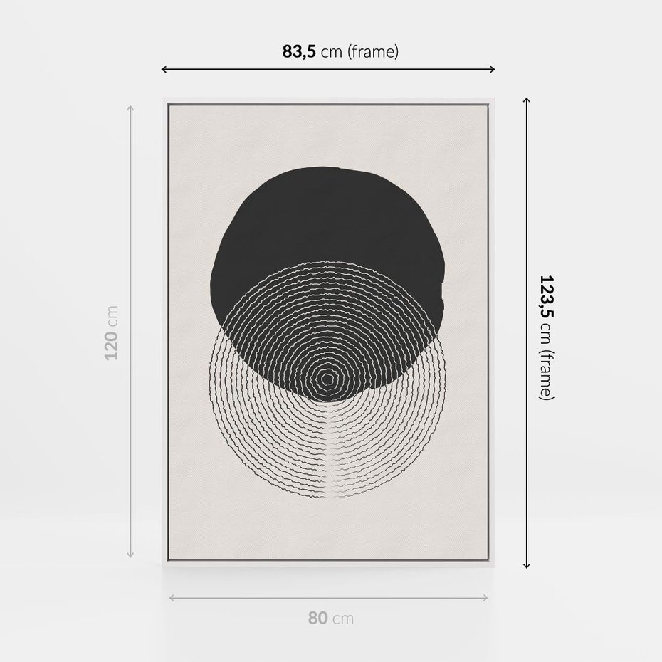 Obraz w ramie 80x120 - Boho Przenikanie Uroku - abstrakcyjna kompozycja, okręgi - rama biała