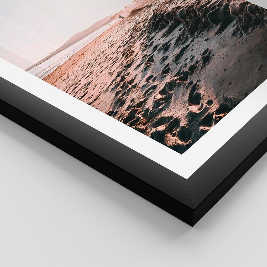 Plakat w ramie 40x50 - Błogie Chwile na Plaży - plaża, zachód słońca wakacje - rama czarna