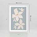 Plakat w ramie 50x70 - Błękit Kwiatów - kwiaty, nowoczesne i minimalistyczne - rama biała