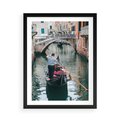 Plakat w ramie 50x70 - Kanały Wenecji - gondola, Wenecja - rama czarna