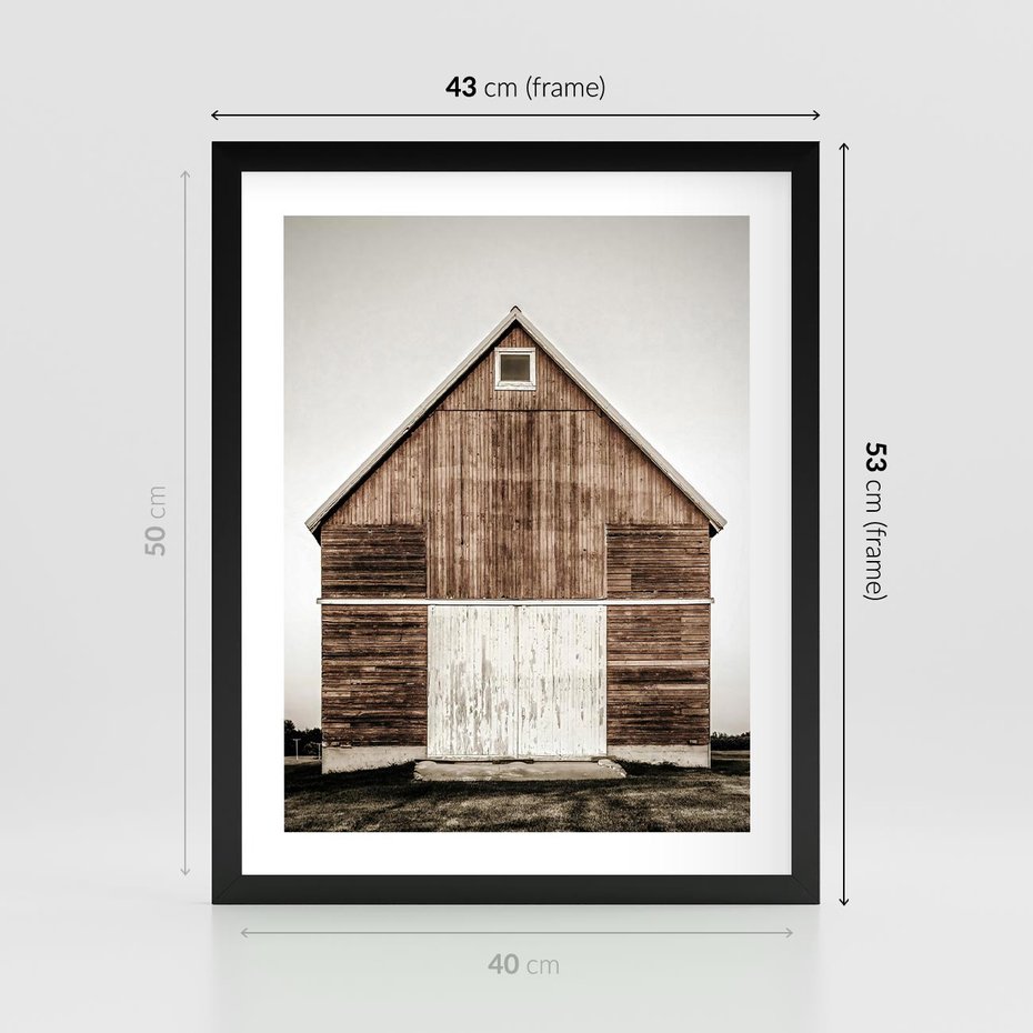 Plakat w ramie 40x50 - Rustykalny Drewniany Domek - domek, drewniany dom - rama czarna
