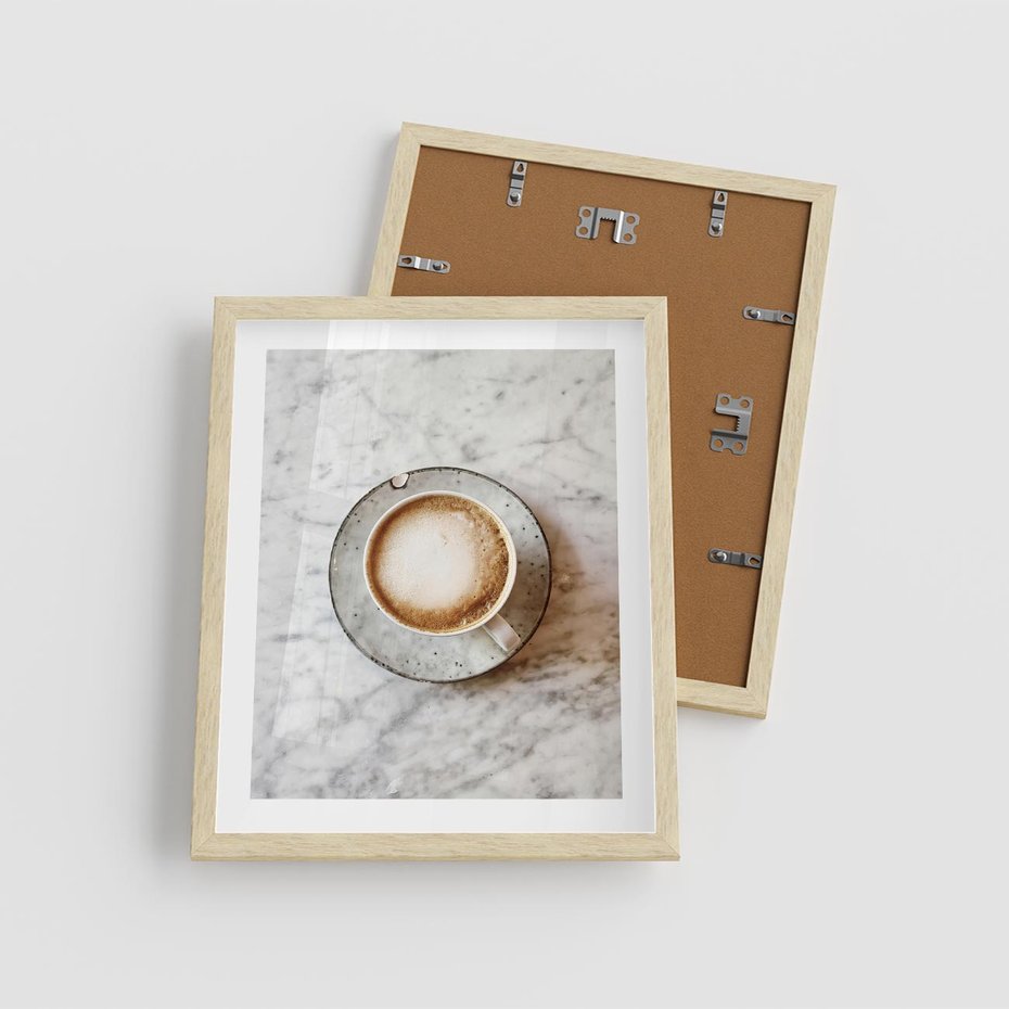 Plakat w ramie 40x50 - Kawa w Perfekcji - kawa w filiżance, cappuccino - rama drewno