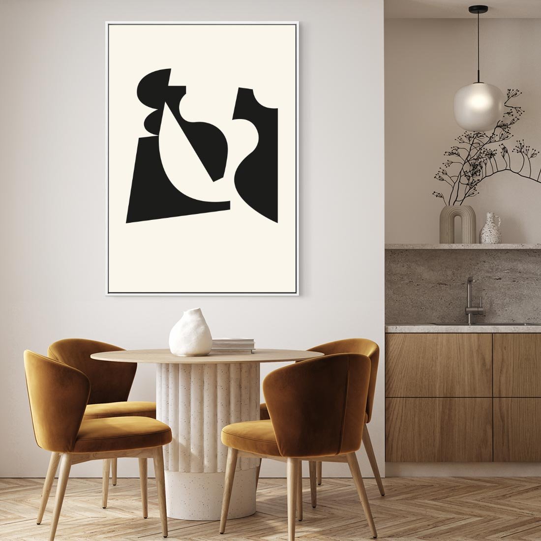 Obraz w ramie 70x100 - Tajemnicze Spektrum - abstrakcyjne kształty, geometria - rama biała