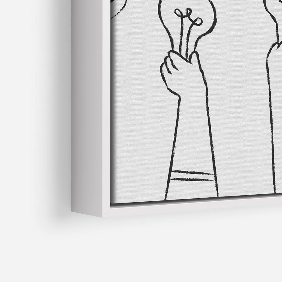 Obraz w ramie 50x50 - Idea w Rękach - szkic, grafika - rama biała