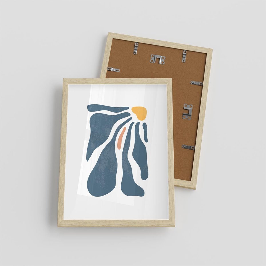 Plakat w ramie 30x40 - Melodia Kolorowych Płatków - nowoczesna kwiatowa grafika, styl retro - rama drewno