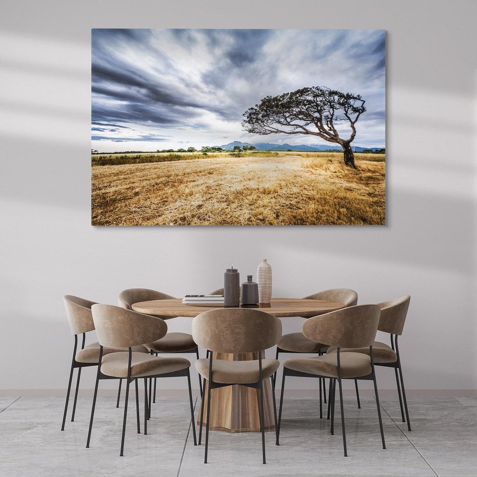 Obraz na płótnie 120x80 - Mistyka afrykańskiej sawanny - sawanna, drzewo