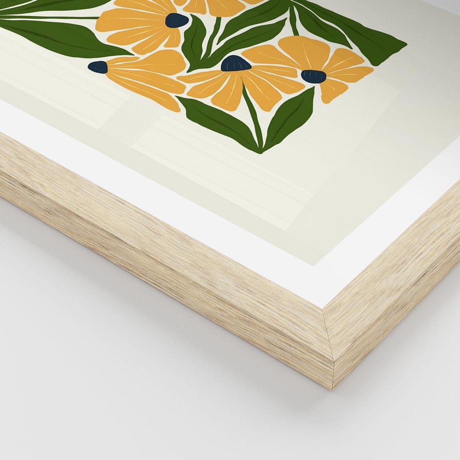 Plakat w ramie 30x40 - Świetliste Kwiaty Natury - kwiaty, nowoczesna grafika - rama drewno