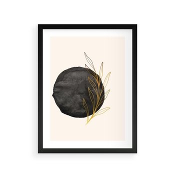 Plakat w ramie 50x70 - Kontrast Kształtów - minimalistyczna grafika, czarna plama - rama czarna