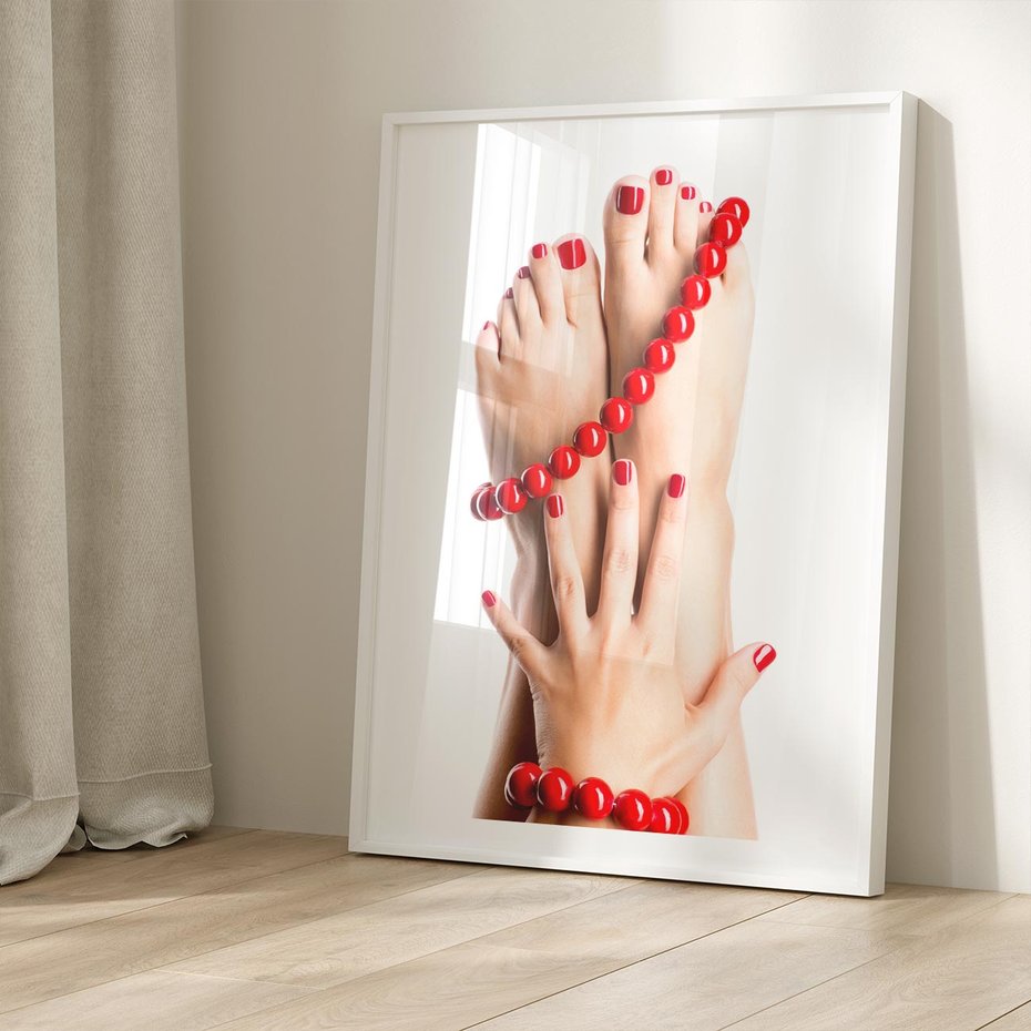 Plakat w ramie 30x40 - Manicure spa: piękno i relaks - manicure, spa - rama biała