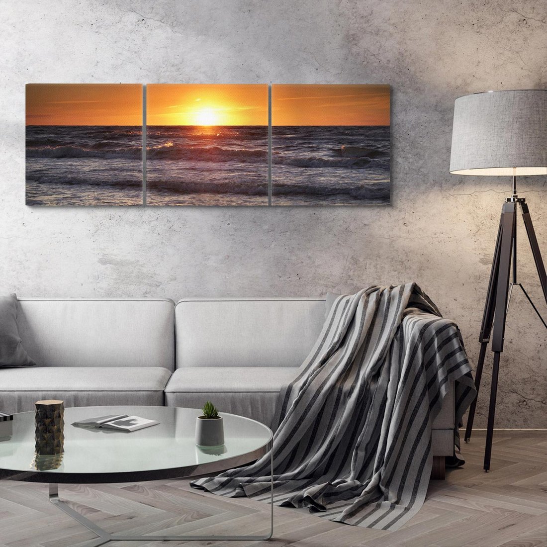 Obraz na płótnie 150x50 - Zachód Słońca Nad Morzem - zachód słońca,