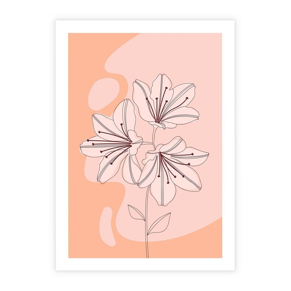 Plakat bez ramy 30x40 - Kwiatowa Harmonia - minimalistyczny plakat, pudrowe kwiaty