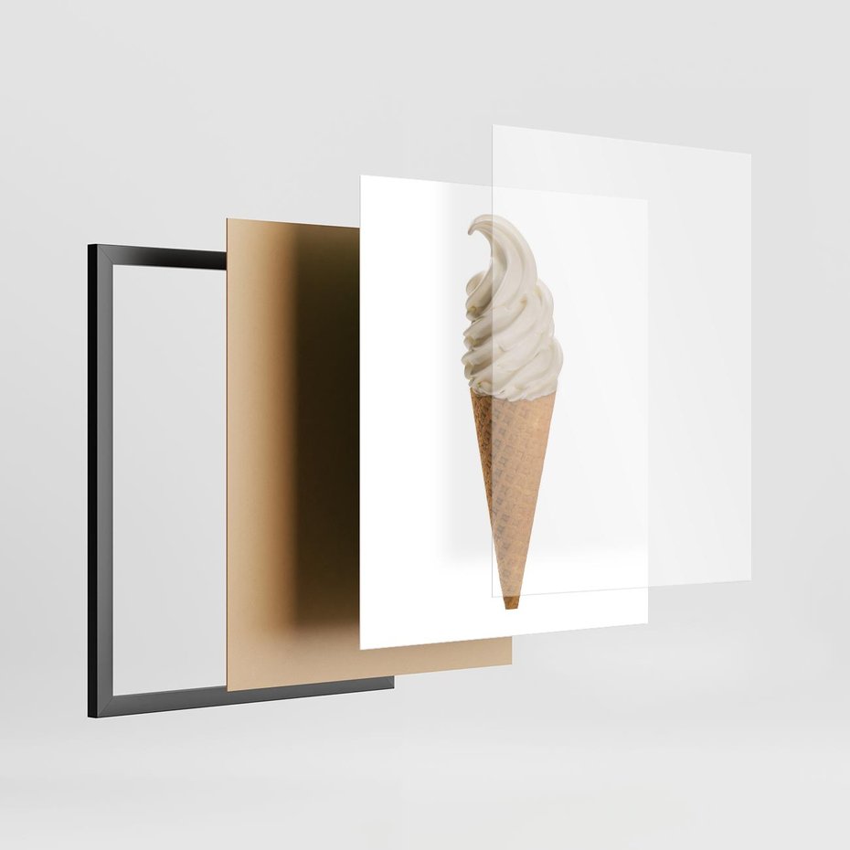 Plakat w ramie 40x50 - Rozkoszna Chłodząca Radość - lody, lód - rama czarna