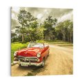 Obraz na płótnie 70x70 - Retro Samochód w Kubańskiej Opowieści - samochód, retro