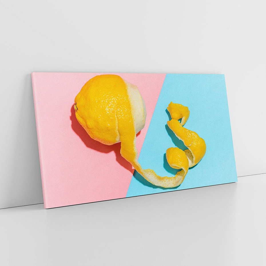 Obraz na płótnie 140x70 - Cytryna Pastel Abstrakcja - cytryna, pastel