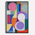 Obraz w ramie 50x70 - Migotliwe Impulsy Dźwięku - różne geometryczne formy, koła - rama czarna