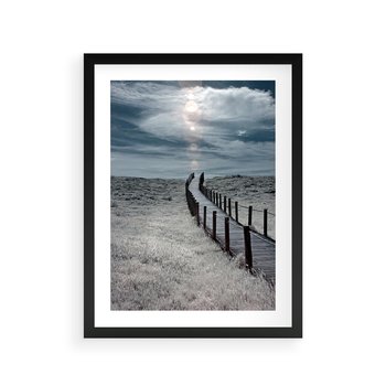 Plakat w ramie 30x40 - Burzowy pomost na plaży - plaża, pomost - rama czarna