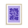 Plakat w ramie 30x40 - Migocące Boho Wibracje - kwiaty, energetyczne fioletowe tło - rama drewno
