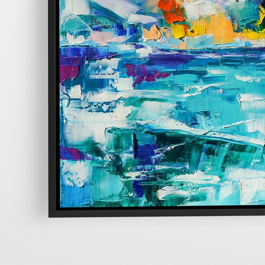 Obraz w ramie 100x70 - Mistyka Górskich Marzeń - abstrakcja, pejzaż gór - rama czarna