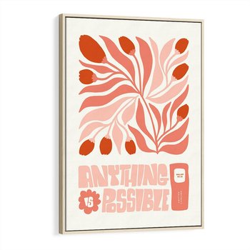 Obraz w ramie 50x70 - Migotliwa Euforia - kompozycja w łososiowym kolorze, kwiaty - rama drewno