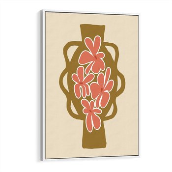 Obraz w ramie 80x120 - Rozbijające Formy - abstrakcyjny plakat, kwiaty na wazonie - rama biała