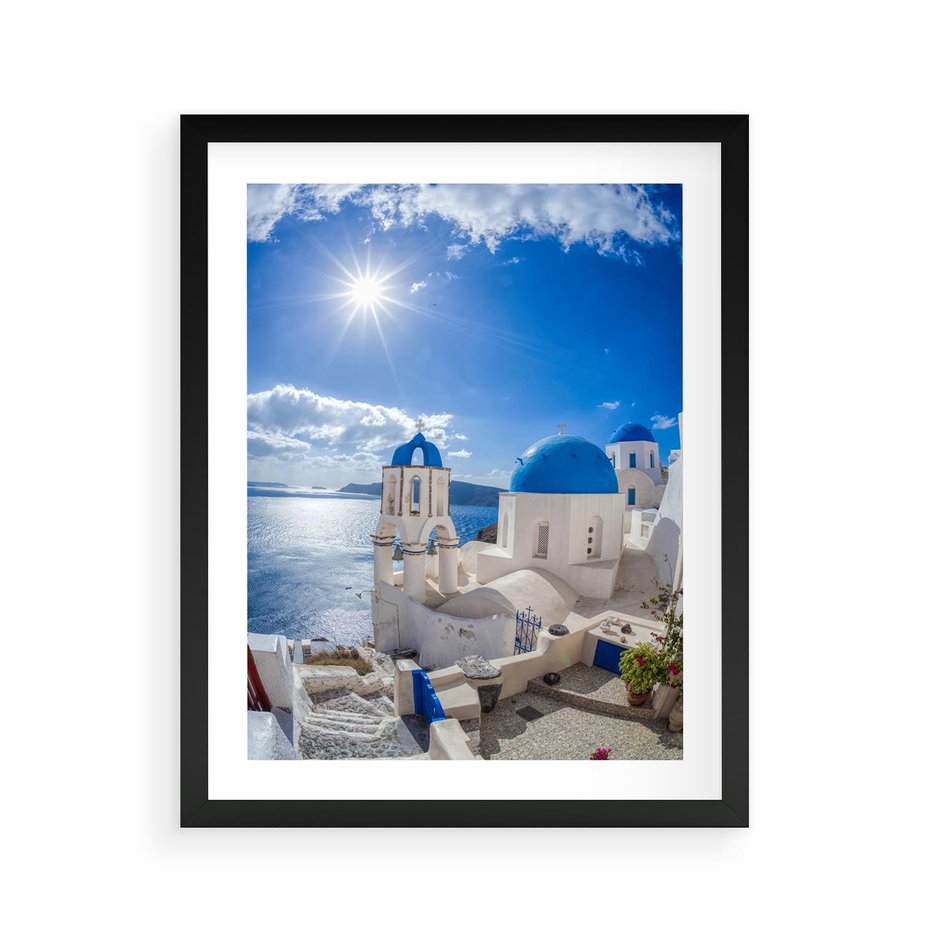 Plakat w ramie 40x50 - Uroki Santorini we Włoszech - Santorini, Włochy - rama czarna