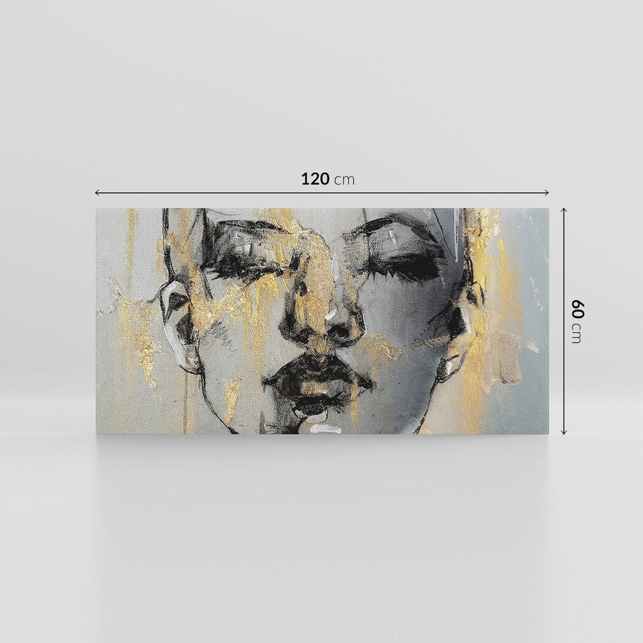 Obraz na płótnie 120x60 - Kobieta - Abstrakcyjne Malowidło - złote, usta abstrakcja