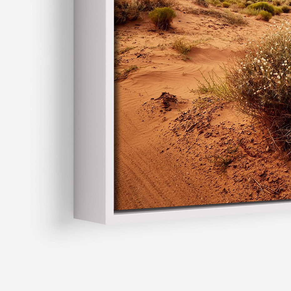 Obraz w ramie 70x100 - Pejzaż pustynnego kanionu - pustynia, kanion - rama biała