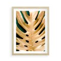 Plakat w ramie 50x70 - Piękno i Styl - złote, liście - rama drewno