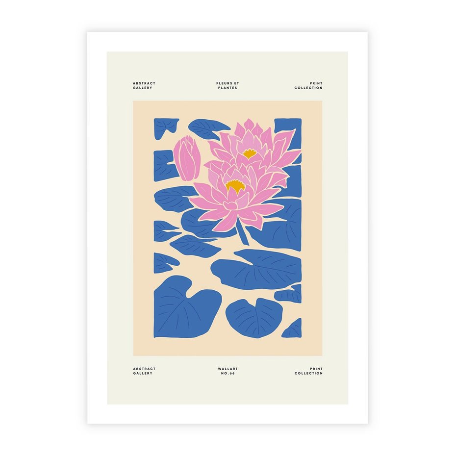 Plakat bez ramy 40x50 - Rozświetlone Odbicia - lilie wodne, pastelowe kolory