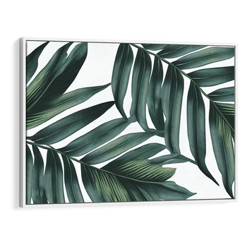 Obraz w ramie 120x80 - Ruchome liście czasu - liście palmy, tropikalne - rama biała