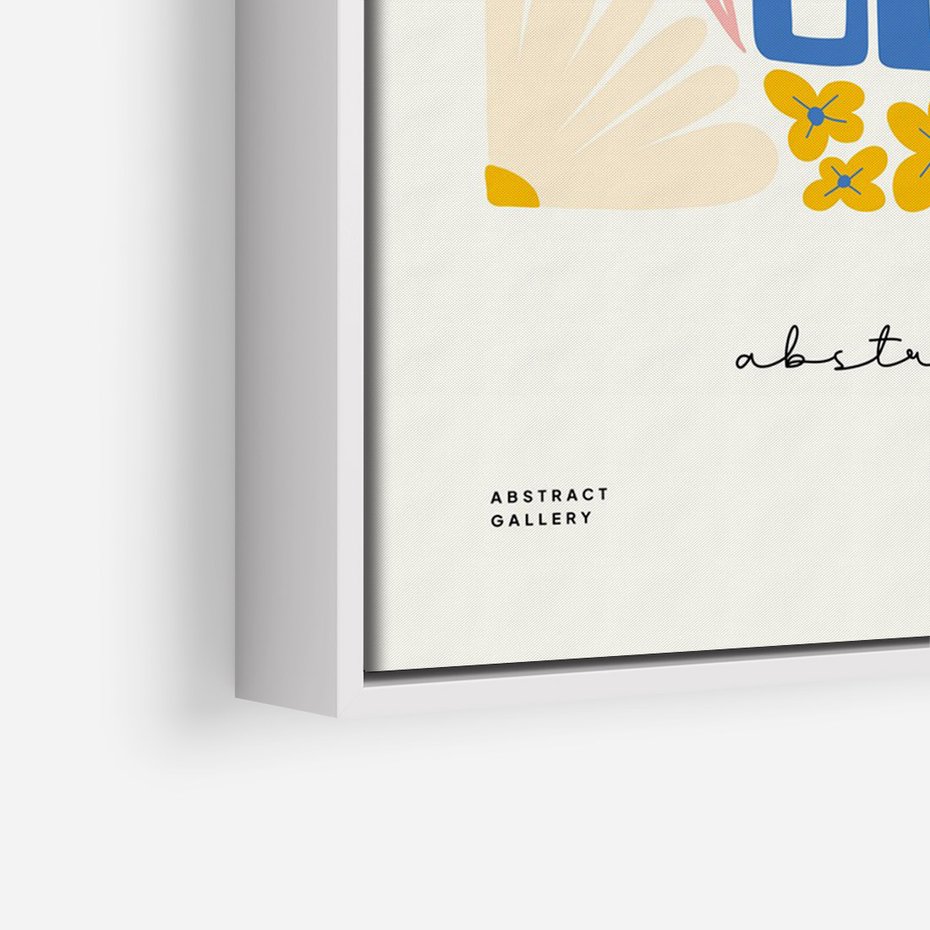 Obraz w ramie 80x120 - Złote Impulsy - typografia, kwiaty - rama biała