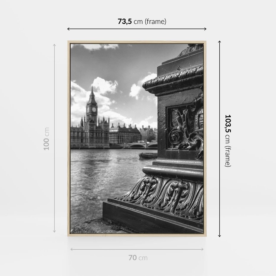 Obraz w ramie 70x100 - Pejzaż kruchości i siły - Londyn, Tamiza - rama drewno