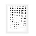 Plakat w ramie 50x70 - Abstrakcyjna Transformacja - abstrakcyjna kompozycja z czarnych kropek, minimalistyczny czarno bialy plakat - rama biała