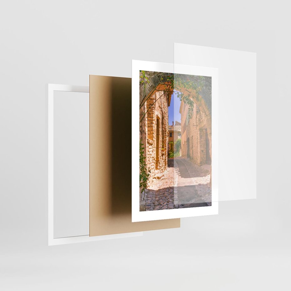 Plakat w ramie 30x40 - Malownicza uliczka w perspektywie - uliczka, perspektywa - rama biała