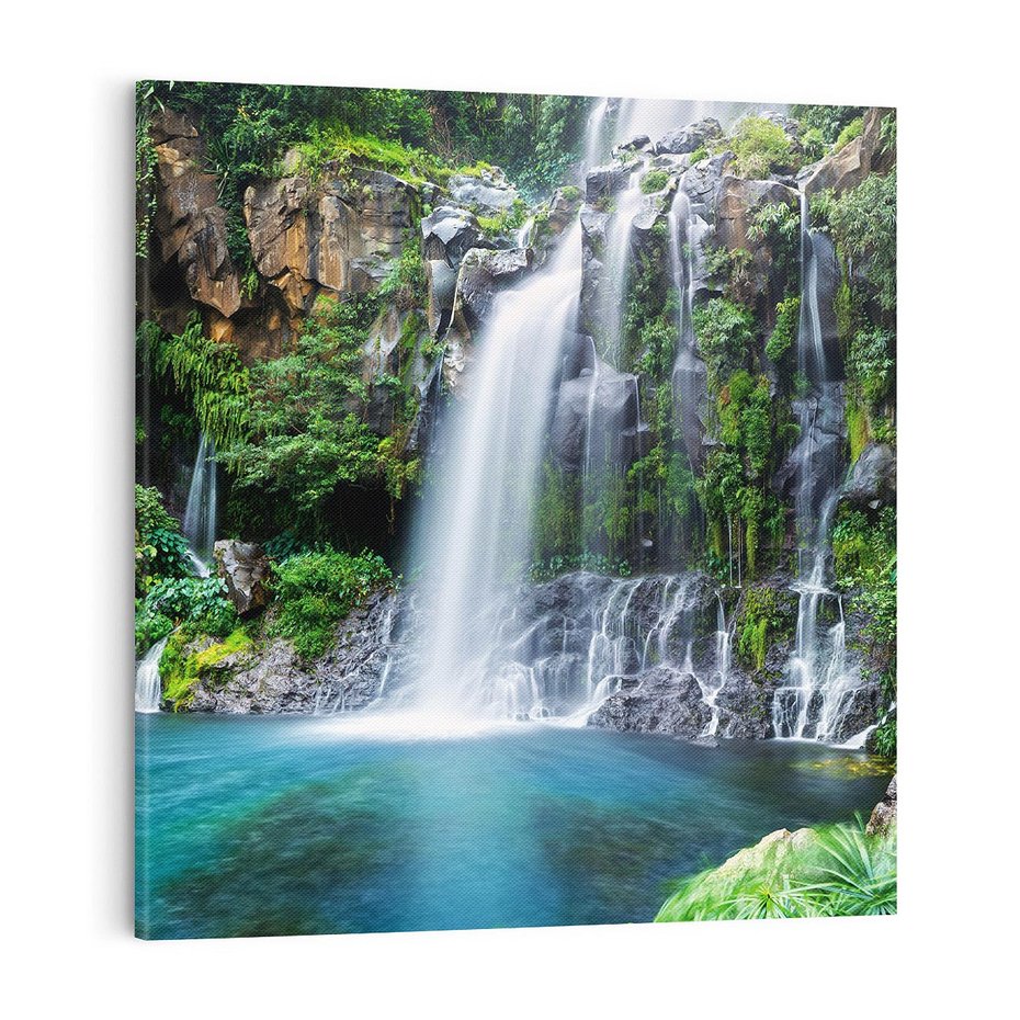 Obraz na płótnie 70x70 - Tropikalny Wodospad - wodospad, tropikalny