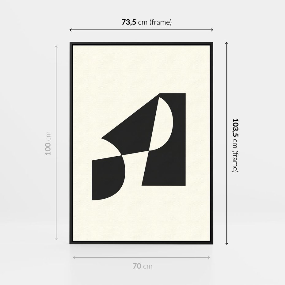 Obraz w ramie 70x100 - Rozświetlony Cień - abstrakcyjna sztuka, geometria - rama czarna