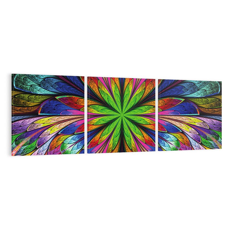 Obraz na płótnie 150x50 - Witrażowa magia na płótnie - witraż, sztuka