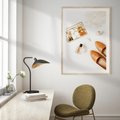 Plakat w ramie 50x70 - Elegancja w Szafie - modowa fotografia, buty - rama drewno